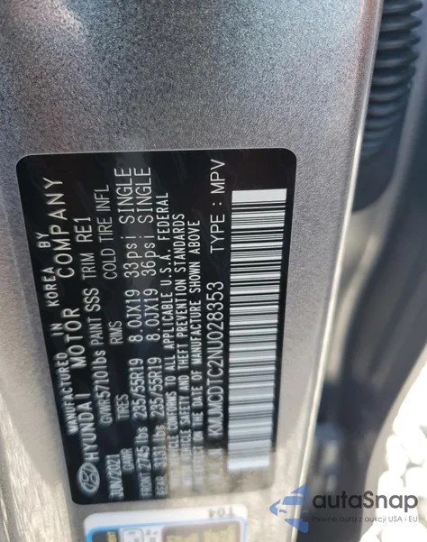 2022 Genesis Gv70 Base из США, поврежденный, VIN KMUMCDTC2NU028353